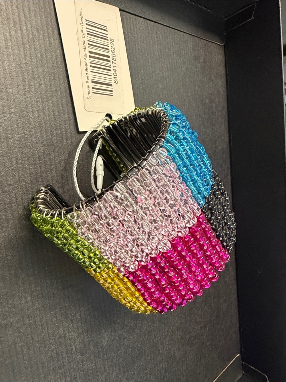 Sassy Jones Multicolor Beaded Hair Cuff - Pink, Black, Blue, Silver, Green